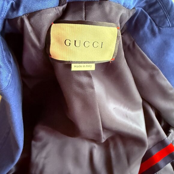 GUCCI MENS 722497 BLUE COTTON MILITARY DRILL JACKET, SIZE 52 (MSRP $2700) - Picture 14 of 16